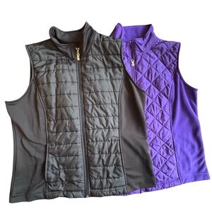 Made for Life Quilted Vest Set Black and Purple Size XL